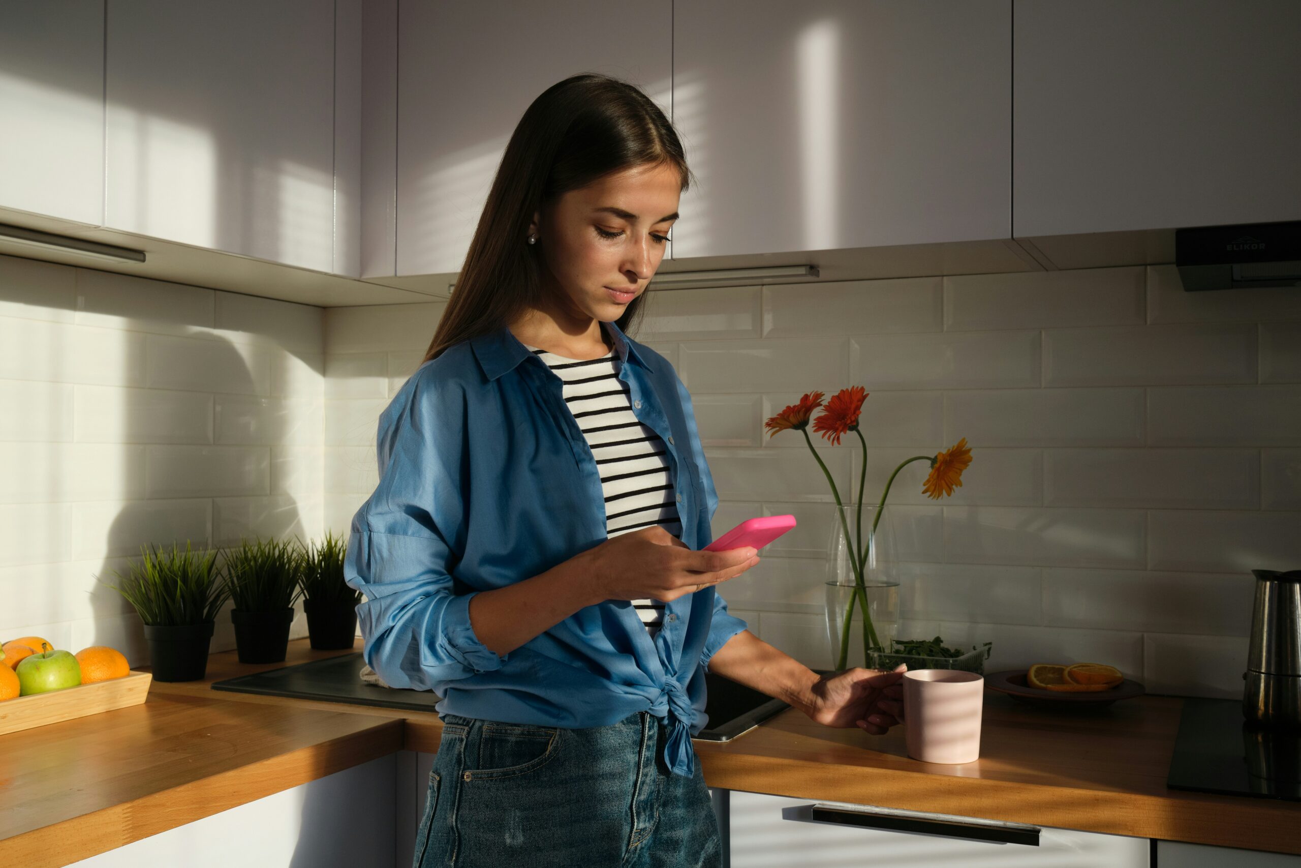 a young woman searching on her smartphone